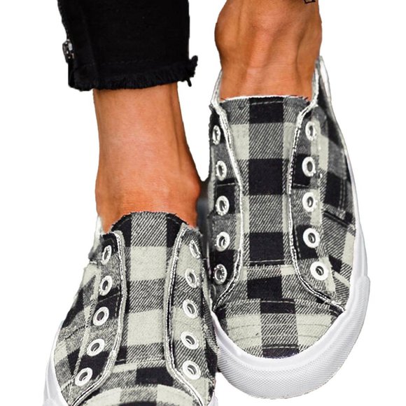 1 LEFT-Size 7! Buffalo Check Plaid Canvas Shoes - Picture 2 of 7